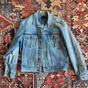 Vtg 90s Calvin Klein Distressed Denim Jacket L